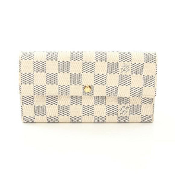 Louis Vuitton Azur Leather White Bifold Wallet Portefeuille Sarah Long - Picture 1 of 7